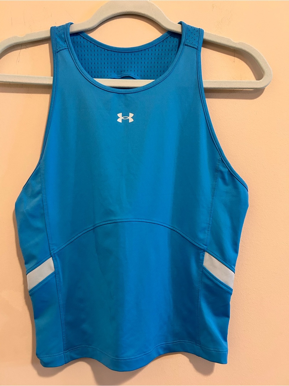 Under Armour Bright Blue Performance Crop Tank with White‎ Logo